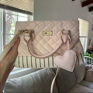 Pink and white small/medium Betsy Johnson bag